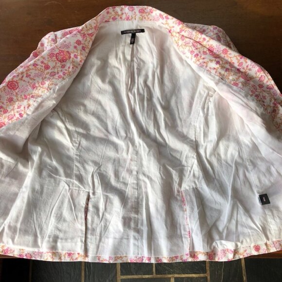 VICTORIA'S SECRET Linen Floral Print Lined 3/4 Sleeve Blazer 4 - Picture 11 of 17